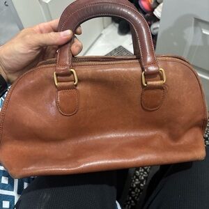 Coach Cognac Leather Top-Handle Shoulder Bag with Gold Hardware